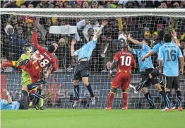  ?? Picture: GETTY IMAGES/MICHAEL STEELE ?? MUSCLE MEMORY: In this file picture, Luis Suarez of Uruguay handles the ball on the goal line, for which he was sent off, during the 2010 Fifa World Cup quarterfin­al against Ghana at the Soccer City stadium in July 2010 in Johannesbu­rg.