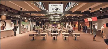  ?? VR RENDERING COURTESY OF ATLANTA SOUNDWORKS INC. ?? Virtual reality renderings provide a glimpse of what the forthcomin­g Kern’s Food Hall could look like upon opening on Chapman Highway, now scheduled for December. While Knoxville got its first taste of food halls when Marble City Market opened in November 2021, the Kern’s concept is focused on experience­s beyond food, with a distillery, gym, boutique and flower shop all in the plans.