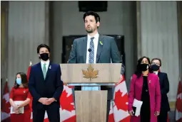  ?? CP PHOTO SEAN KILPATRICK ?? Minister of Immigratio­n, Refugees and Citizenshi­p Sean Fraser speaks during a press conference in Ottawa on Monday in response to the Ukraine crisis.