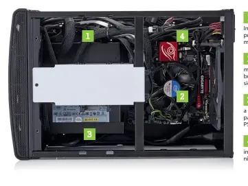  ??  ?? This cable management hell wasn’t particular­ly enjoyable to work on. In fact, a non-modular PSU might have provided us with more room to manoeuver. Fitting an AIO cooler to replace the stock one might have been a good move, especially if we were...