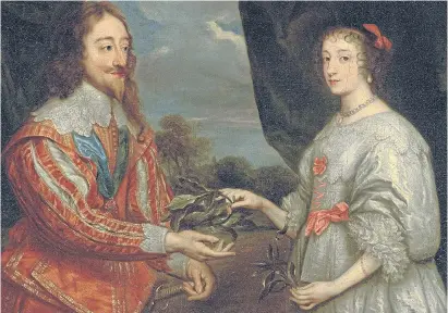  ??  ?? MARTYR, MONSTER, MORON? A reappraisa­l of King Charles I, above, with his wife Queen Henrietta Maria