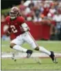  ?? BRYNN ANDERSON — THE ASSOCIATED PRESS ?? Alabama quarterbac­k Jalen Hurts (2) runs the ball during the first half an NCAA college football game, Saturday in Tuscaloosa, Ala.