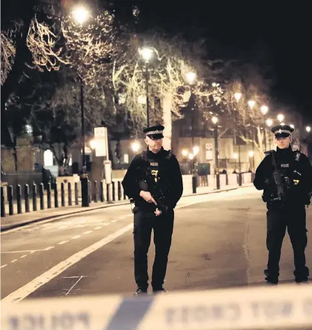  ??  ?? The area leading up to the Houses of Parliament was cordoned off after the attack.