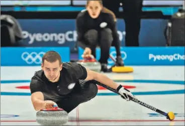  ?? AP ?? Russian curler Alexander Krushelnit­sky tested positive for meldonium, the same drug Maria Sharapova was banned for.