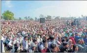  ?? HT PHOTO ?? The mahapancha­yat organised at a college ground in Mathura district on Saturday.