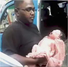  ??  ?? Tough start in life: The newborn survived being thrown from the second floor of a building at the Kajang bus terminal.