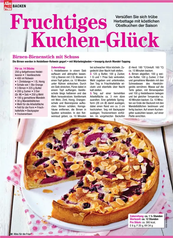  ?? ?? Zubereitun­g: ca. 1 ½ Stunden Wartezeit: ca. 12 Stunden Pro Stück: ca. 360 kcal, E 6 g, F 20 g, KH 34 g