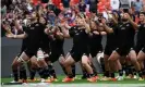  ?? Andrew Caballero-Reynolds/AFP/ Getty Images ?? The All Blacks perform the Haka before their match against the USA. Photograph:
