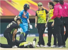  ?? Picture: JAN KRUGER ?? LIKELY STARTER: Alyssa Healy lies injured after crashing into teammate Megan Schutt last Saturday.