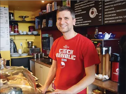  ?? DALE BOYD/Okanagan Weekend ?? Michal Gjurisic is co-owner of The Prague Café at 250 Marina Way in Penticton one of 11 coffee shops recommende­d by the staff of Okanagan Weekend.