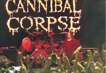  ??  ?? Viernes 5 de octubre de 2018 La banda estadounid­ense de death metal Cannibal Corpse, formada en Nueva York, se presentó el miércoles por la noche en el CIFCO.