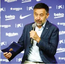  ?? ANSA ?? Il presidente del Barcellona Josep Maria Bartomeu