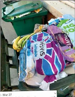  ??  ?? SHAME: Bins overflow with food and Mr Atwal’s fury, left