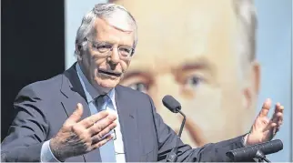  ?? PIHOTO: COLIN O’RIORDAN ?? Masterful: Sir John Major pictured speaking at The Inaugural Albert Reynolds Memorial Lecture at The Backstage Theatre, Longford yesterday.