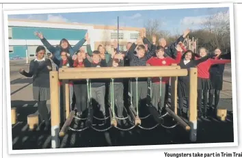  ?? ?? Youngsters take part in Trim Trail