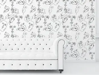  ?? Olivia + Poppy ?? A room designed with Olivia + Poppy’s “Let’s Face It!” wallpaper.