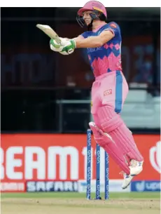  ?? SPORTZPICS / IPL ?? In full flow: Rajasthan’s Jos Buttler plays an attacking stroke during his innings of 124 (64 balls) against Sunrisers. It was his maiden century in the IPL and his career best in T20s.