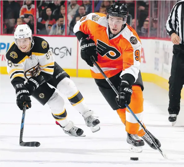  ?? — GETTY IMAGES FILES ?? Rookie defenceman Ivan Provorov, right, hasn’t taken long to make an impact on the Philadelph­ia Flyers lineup.