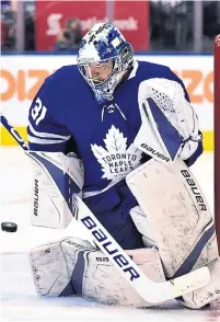  ?? FRANK GUNN THE CANADIAN PRESS ?? Maple Leafs goalie Frederik Andersen is on pace for a career year in save percentage as a starter, but acknowledg­es the level of skill from his puck-slinging adversarie­s has vastly increased.