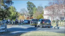  ?? Bobby Block/ The Signal ?? Santa Clarita Valley Sheriff’s Station deputies respond to reports of a gunshot wound incident in the Sand Canyon area of Canyon Country Monday afternoon. A man, who reportedly forced his way into the MacMillan Ranch community by driving his truck through the entrance gate, was shot twice in the upper torso, according to officials.