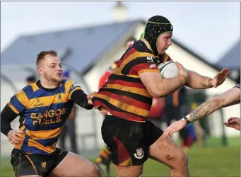  ??  ?? Kuba Wojtkowicz in action for Sligo RFC with Bangor on Saturday.