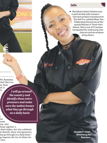  ??  ?? CELEBRITY CHEF. Nthabiseng Nti Ramaboa.