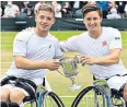  ??  ?? Revenge: Alfie Hewett (left) and Gordon Reid savour a nerve-racking victory