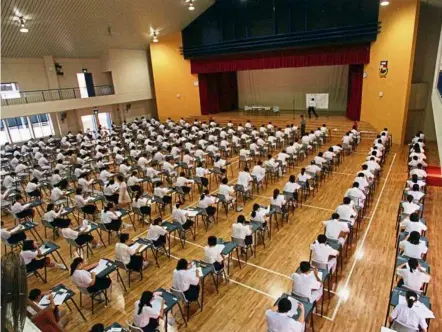  ??  ?? Crucial milestone: Students who have tested positive for the coronaviru­s and those under quarantine orders or stay-home notices will not be allowed to sit the exams. — The Straits Times/ANN