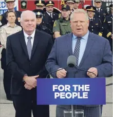  ?? BRAD PRITCHARD METROLAND ?? Former minister Jim Wilson, left, was ousted last Friday along with Andrew Kimber, a top aide to Premier Doug Ford.