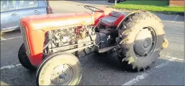  ??  ?? Tractor which was driven by Ben Dickens while five times over the legal drink-drive limit. Picture released by the police