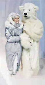  ??  ?? MONCLER GAMME ROUGE: Real-life huskies, zip wires and man-size polar bears escorted the Narnian Queen models down the runway, making it one helluva entertaini­ng show!