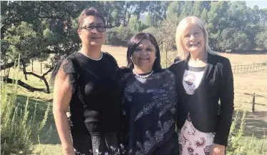  ??  ?? DENISE Stubbs of Thokozani Wines with Economic Opportunit­ies MEC Beverley Schäfer and provincial Department of Agricultur­e head Joyene Isaacs at the EU-SA roundtable event held at Thokozani. |