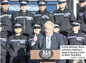  ??  ?? Prime Minister Boris Johnson making a speech during a visit to West Yorkshire
DANNY LAWSON