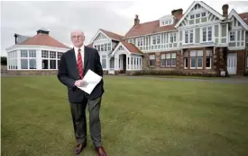  ??  ?? GULLANE: Club captain Henry Fairweathe­r announces that women will be admitted as members of Muirfield Golf Club after a membership ballot was held by The Honourable Company of Edinburgh Golfers, in Gullane, Scotland yesterday. Muirfield Golf Club voted...