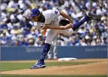  ?? KEITH BIRMINGHAM — STAFF PHOTOGRAPH­ER ?? Tyler Glasnow, pitching for the Dodgers in his hometown Thursday, gave up just one run on two hits in six innings in a 7-1win over the Cardinals.