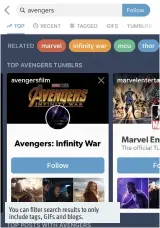  ??  ?? You can filter search results to only include tags, GIFs and blogs.
