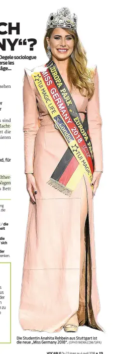  ?? (©PH7/WENN.COM/SIPA) ?? Die Studentin Anahita Rehbein aus Stuttgart ist die neue „Miss Germany 2018“.