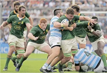  ?? | JUAN MABROMATA AFP ?? THE Springbok forwards must win the physical and set-piece battle against Argentina in Durban tomorrow.