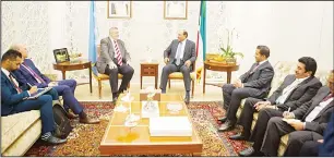  ?? (KUNA) ?? Sheikh Sabah Khaled Al-Sabah with the Special Representa­tive of the Secretary-General of the United Nationsand Head of the United Nations Assistance Mission in Iraq (UNAMI) Jan Kubis.