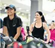  ?? Picture: EUGENE COETZEE ?? CHARITY FUN: Liezel Labuschagn­e enjoyed the cycling at Baywest Mall at a cyclethon held last Saturday to raise funds for the Smile Foundation