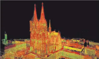  ?? FOTO: HOCHSCHULE FRESENIUS ?? Abgetastet, abgebildet: Die Computergr­afik zeigt den 3- D- Scan des Kölner Doms.