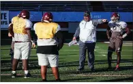  ??  ?? Arkansas Democrat-Gazette/MITCHELL PE MASILUN Foreman Coach Mark King and the Gators will host Mount Ida in a 7-2A Conference showdown Friday night.