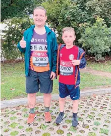  ??  ?? Dean Kelly was supported on the final 5k by son Ben.