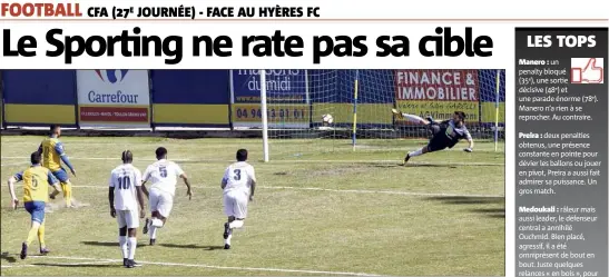  ?? (Photo Patrick Blanchard) ?? Grâce à un penalty, les Toulonnais ont dominé les Hyérois qui enregistre­nt leur première défaite en .