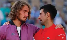  ?? Photograph: Gonzalo Fuentes/Reuters ?? Stefanos Tsitsipas and Novak Djokovic are two of tennis’s high profile anti-vaxxers.