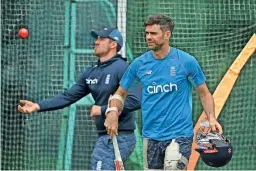  ?? — AP ?? England’s James Anderson prepares to bat in the nets at the Melbourne Cricket Ground in Melbourne on Saturday.