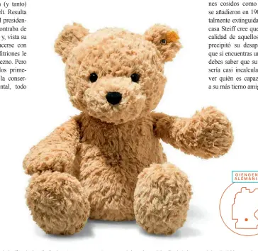  ??  ?? Entre los teddy bears de Steiff están Camillo, Frederic, Lotte... y este es Jimmy, uno de los más vendidos. También hay una réplica de 1903 para coleccioni­stas.