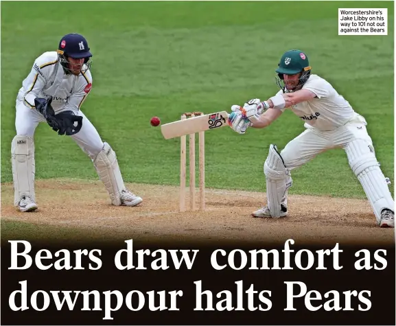  ?? ?? Worcesters­hire’s Jake Libby on his way to 101 not out against the Bears