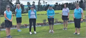  ??  ?? Intermedia­te team members who played at home, pictured with club officers prior to their match against Douglas Golf Club on Saturday last. L-r: Elaine Murphy, vice-captain Siobhan Feehan, Martha Brennan, Eileen O’Neill, lady captain Oonagh Mee and team manager Mary Lysaght.