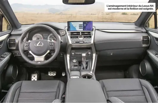  ??  ?? L’aménagemen­t intérieur du Lexus NX est moderne et la finition est soignée.